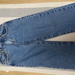 Zara Straight Leg Blue Jeans with Colorful Accents
